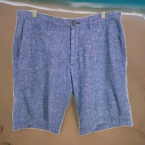 Banana Republic Aiden Short Men 34 Linen Blend Lakeside Blue 10in Inseam